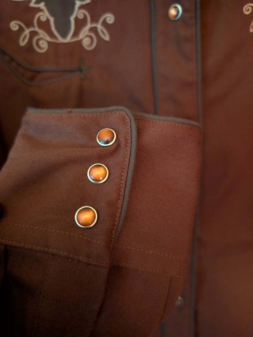 Roper Women's Brown Western Snap Shirt with Embroidery - Picture 6 of 16